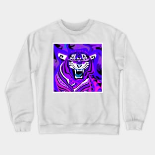 the zodiac tiger in deep purple ecopop mandala pattern wallpaper Crewneck Sweatshirt